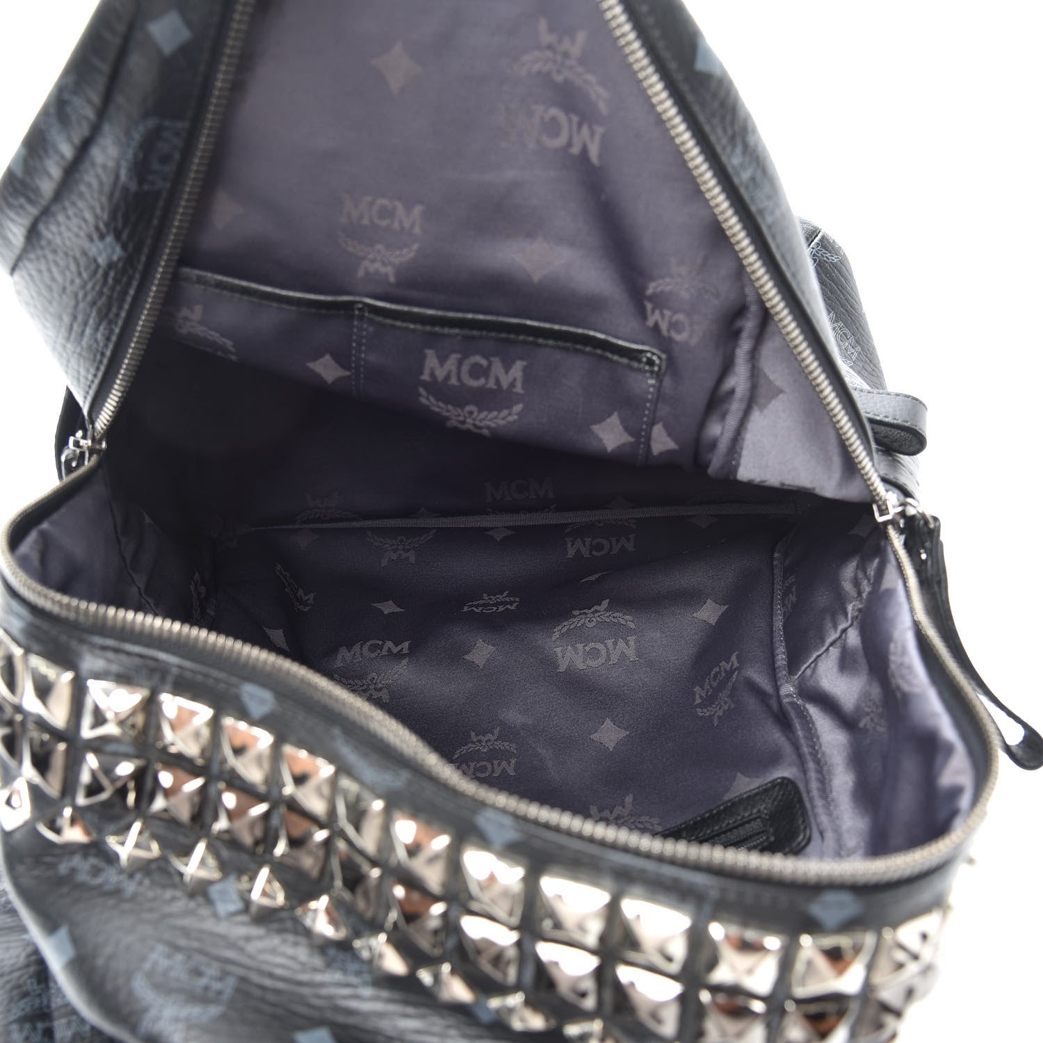 MCM Visetos Studded Medium Backpack Black 5 of 9