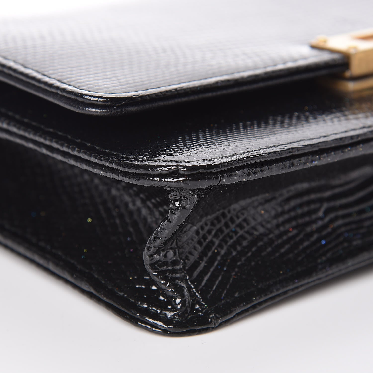 Chanel Metallic Lizard Golden Class Wallet on Chain WOC Black 11 of 15