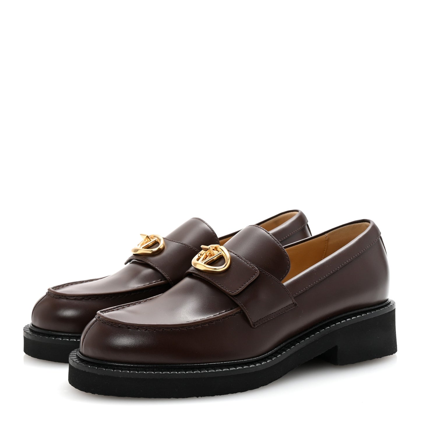 Calfskin Vlogo Turn Lock Loafers 35 Fondant