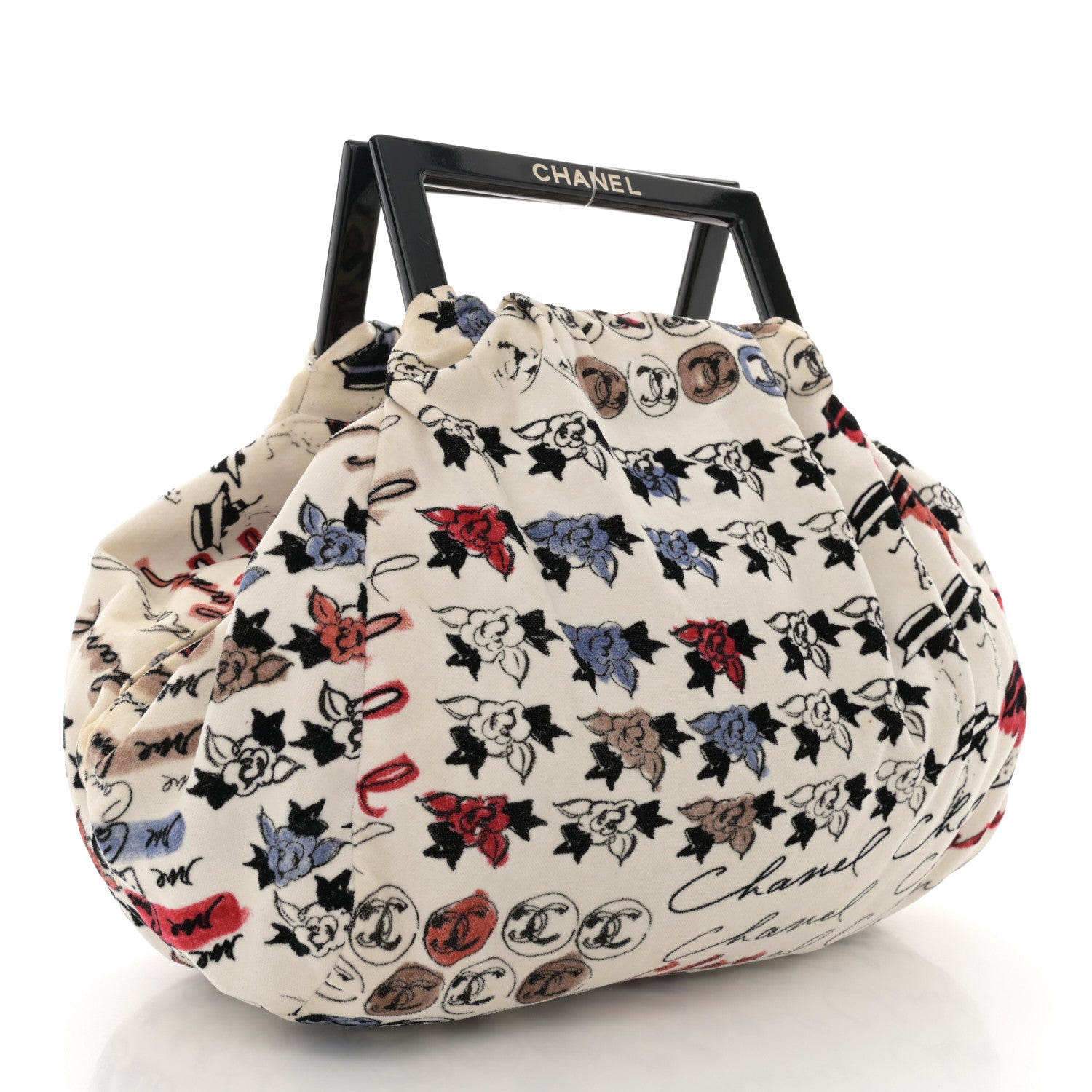 Chanel Velour Camellia Print Frame Bag White 3 of 12