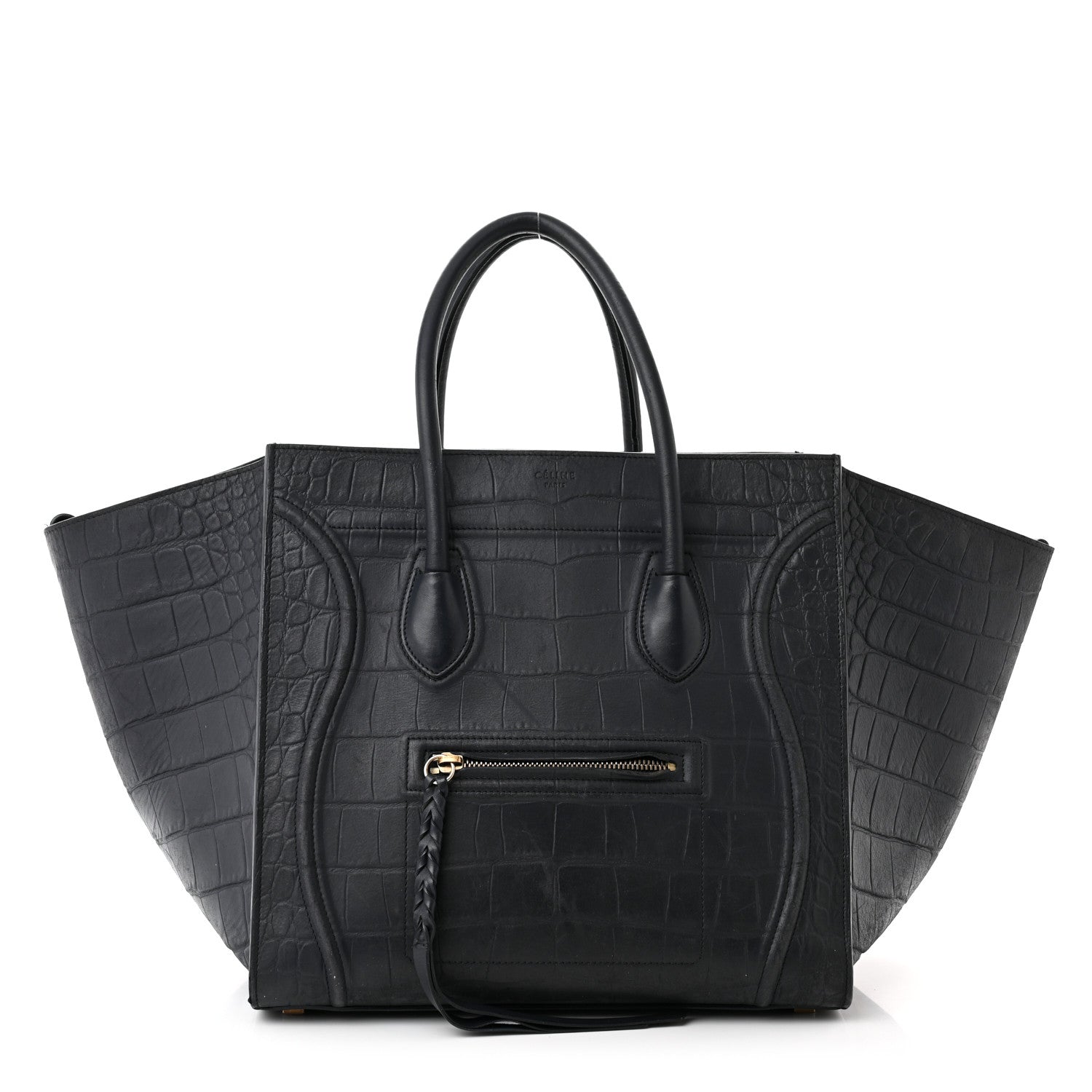 Celine Crocodile Embossed Nubuck Medium Phantom Luggage Navy Blue 1 of 14