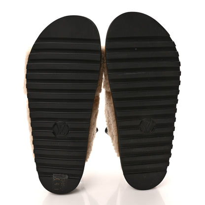 Louis Vuitton Shearling Calfskin Paseo Flat Comfort Sandal 39 Beige 5 of 7