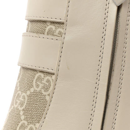 Gucci Kensington Calfskin Nappa GG Supreme Monogram Womens Double Buckle Ankle Boots 36.5 Mystic White Beige 12 of 14