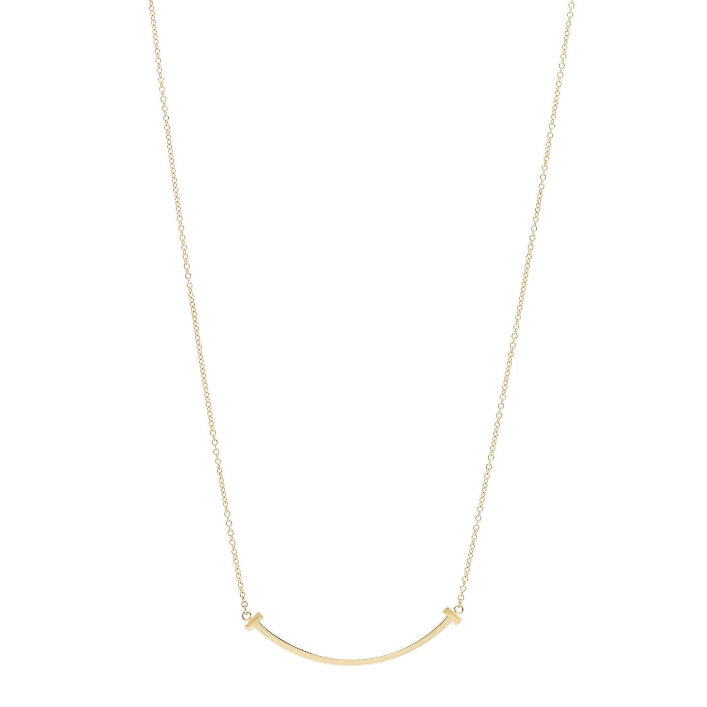 18K Yellow Gold Small T Smile Pendant Necklace