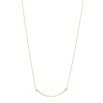 Tiffany 18K Yellow Gold Small T Smile Pendant Necklace 1 of 5