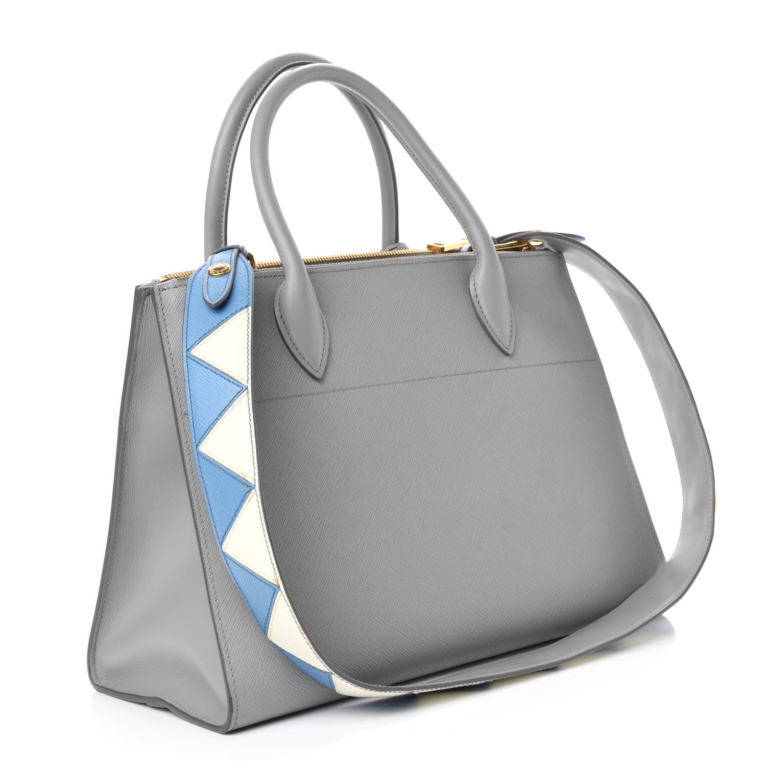Prada Saffiano City Calfskin Greche Paradigme Bag Nube Mare 3 of 9