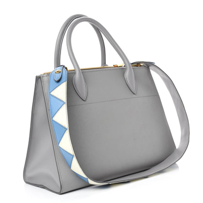 Prada Saffiano City Calfskin Greche Paradigme Bag Nube Mare 3 of 9
