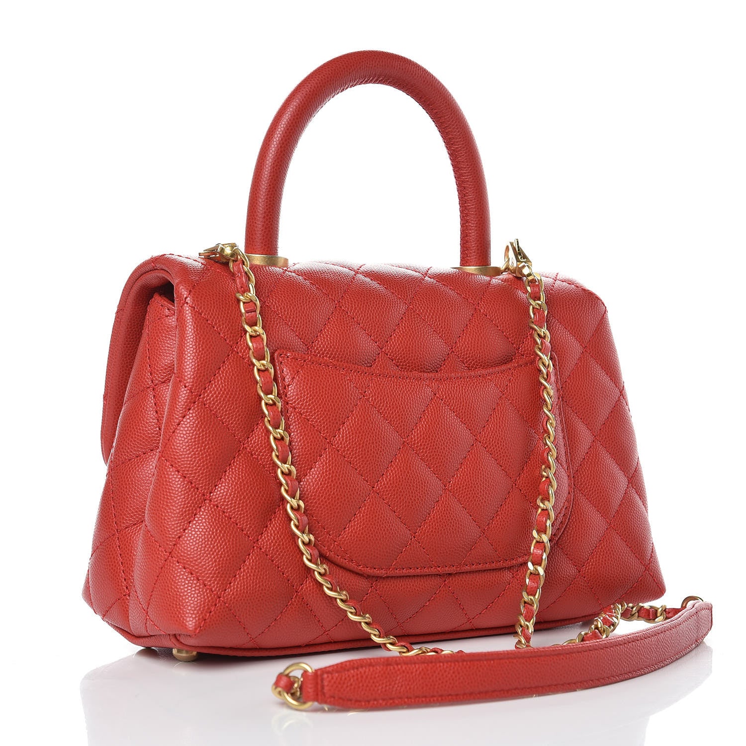 Chanel Caviar Quilted Mini Coco Handle Flap Red 3 of 10