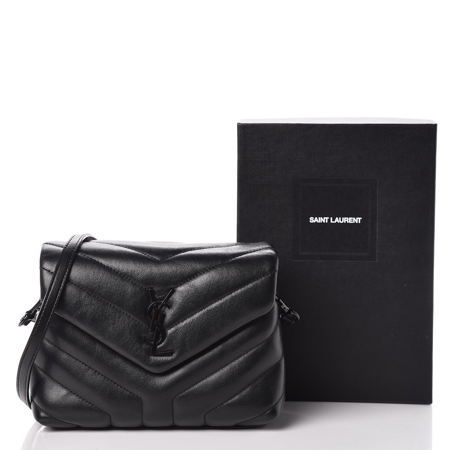 Calfskin Y Quilted Monogram Toy Loulou Crossbody Bag Black