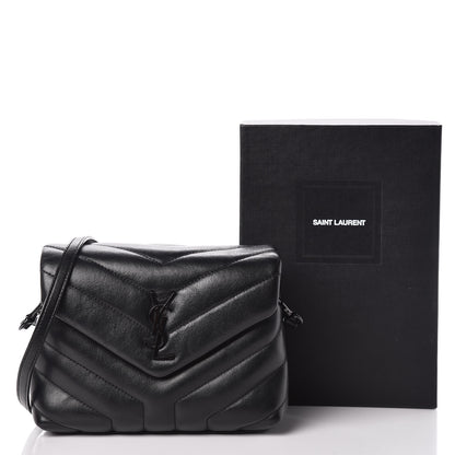 Saint Laurent Calfskin Y Quilted Monogram Toy Loulou Crossbody Bag Black 10 of 10