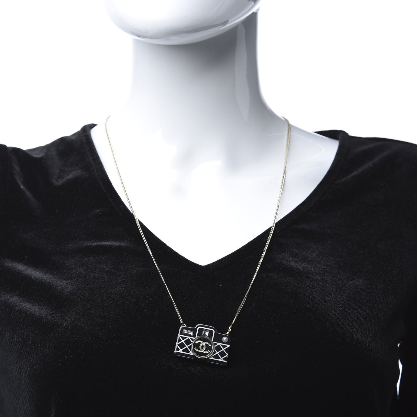 Resin Camera CC Necklace Black Gold