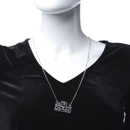 Chanel Resin Camera CC Necklace Black Gold 2 of 5