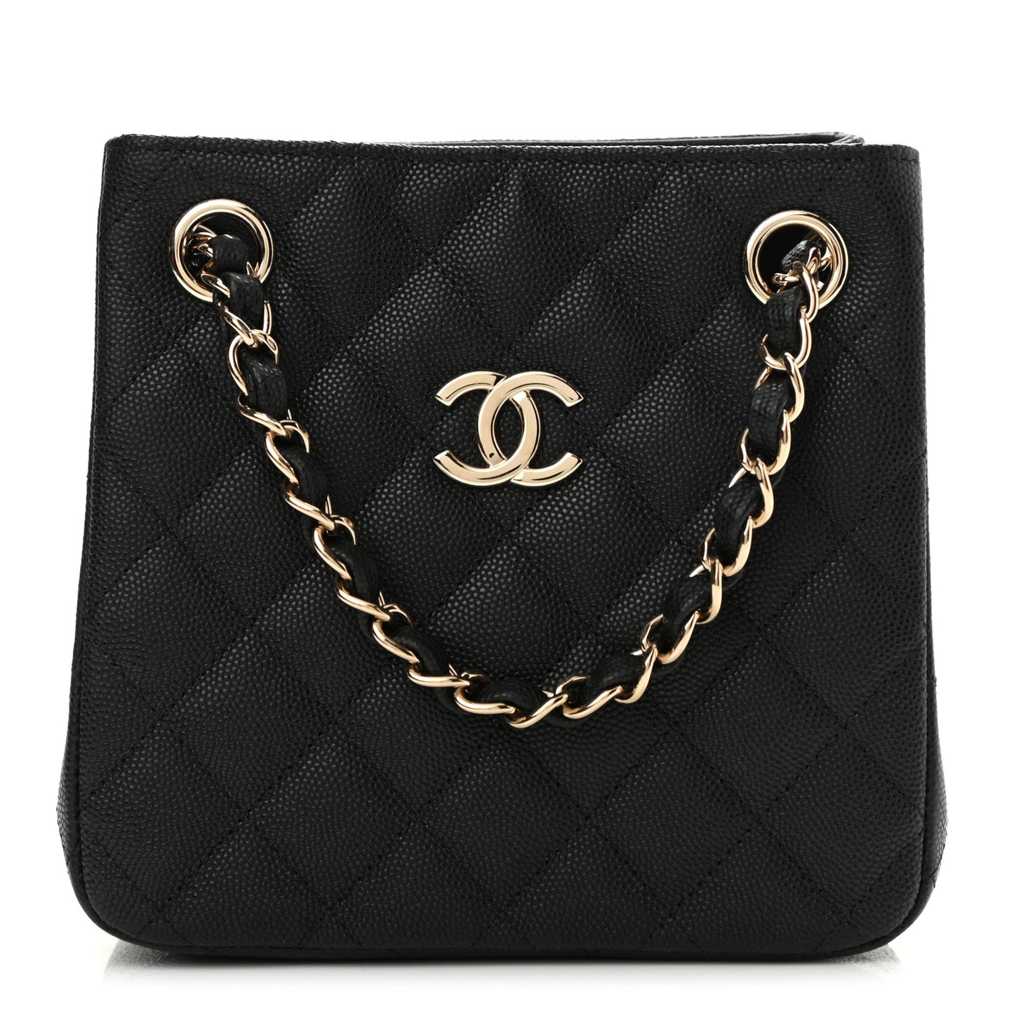 Caviar Quilted Mini Bucket Bag Black