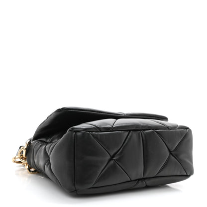 Prada Nappa Re-Nylon Triangle Quilted Patchwork System Flap Shoulder Bag Black 4 of 13
