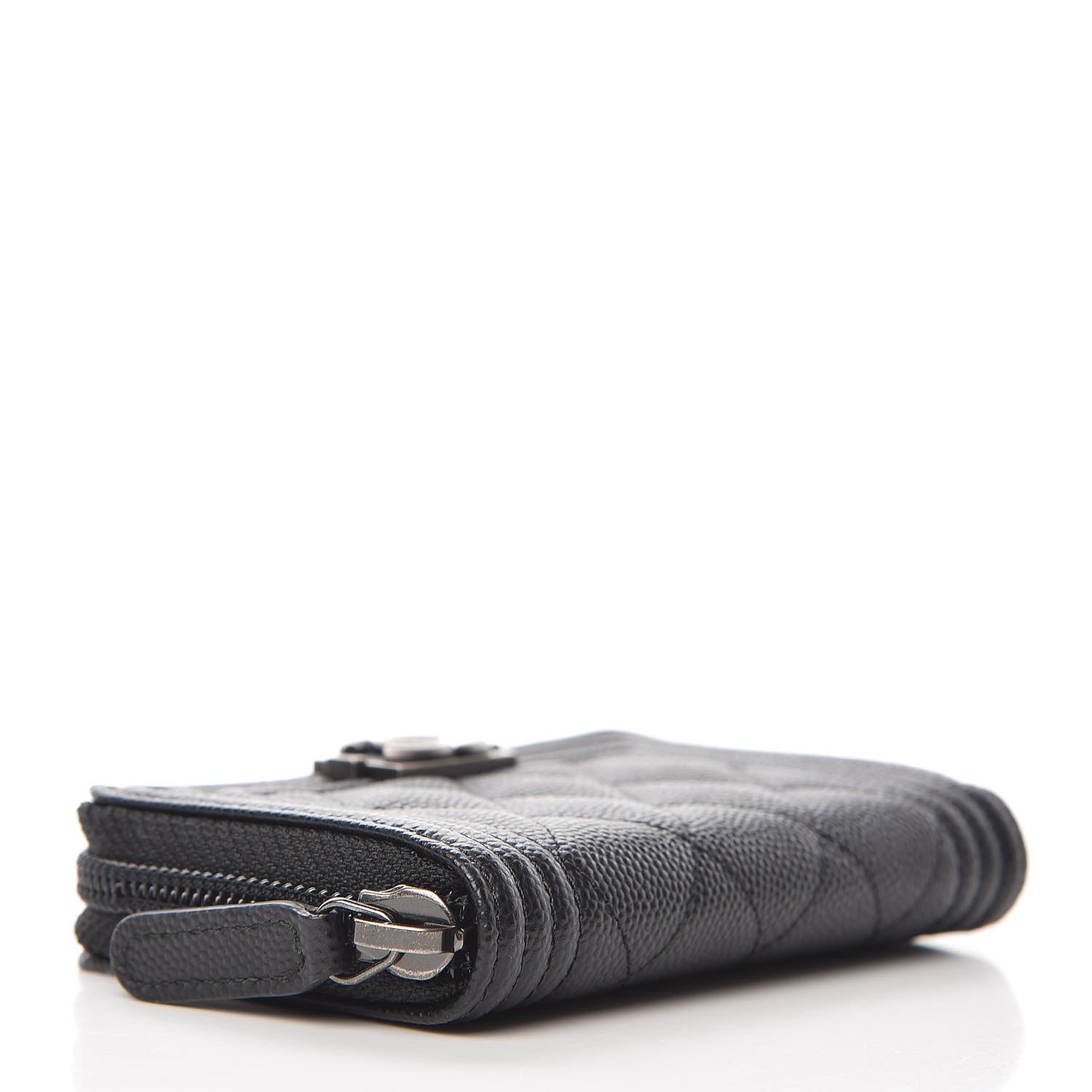 Chanel Caviar Quilted Boy Zip Around Coin Purse Wallet Black 4 of 7