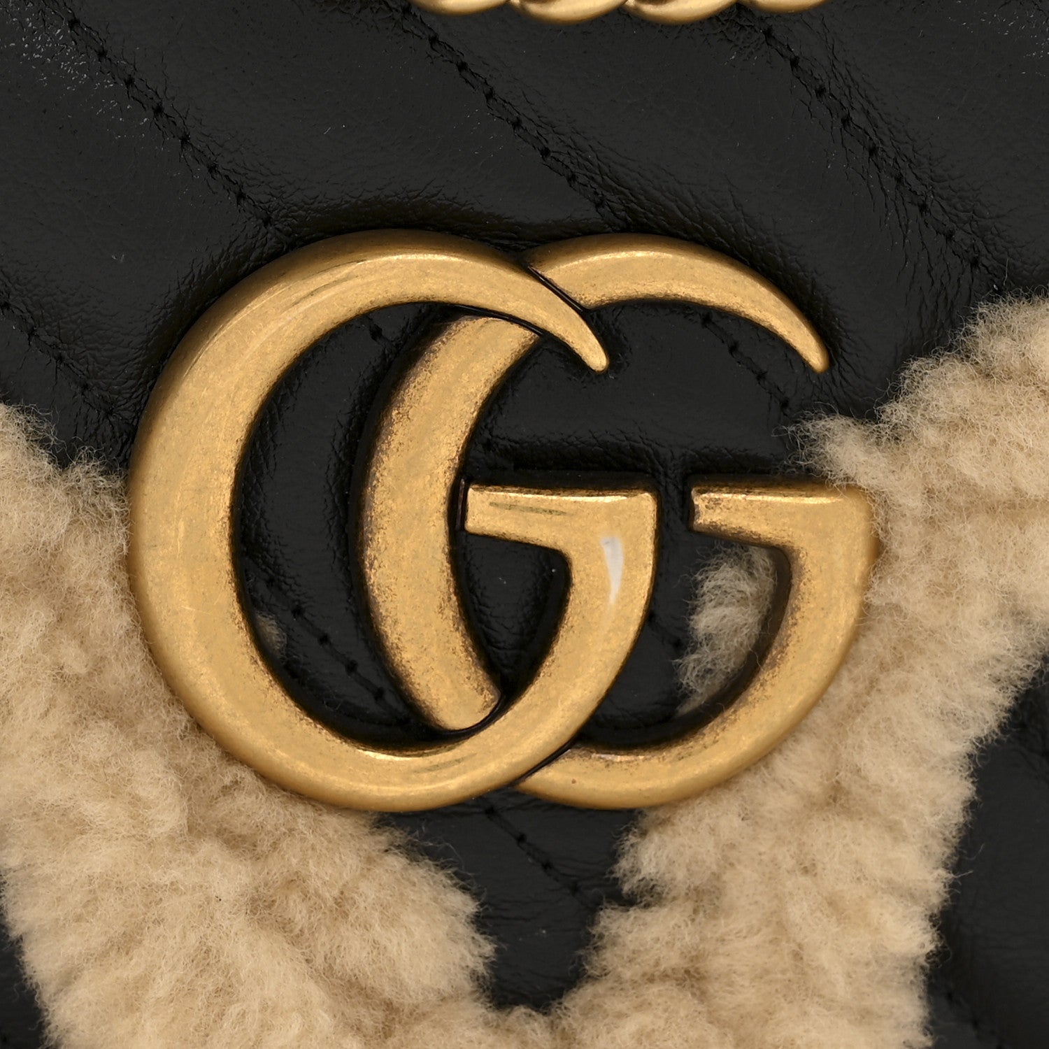 Gucci Azalea Calfskin Wool Matelasse Diagonal Small GG Marmont Shoulder Bag Black 11 of 11