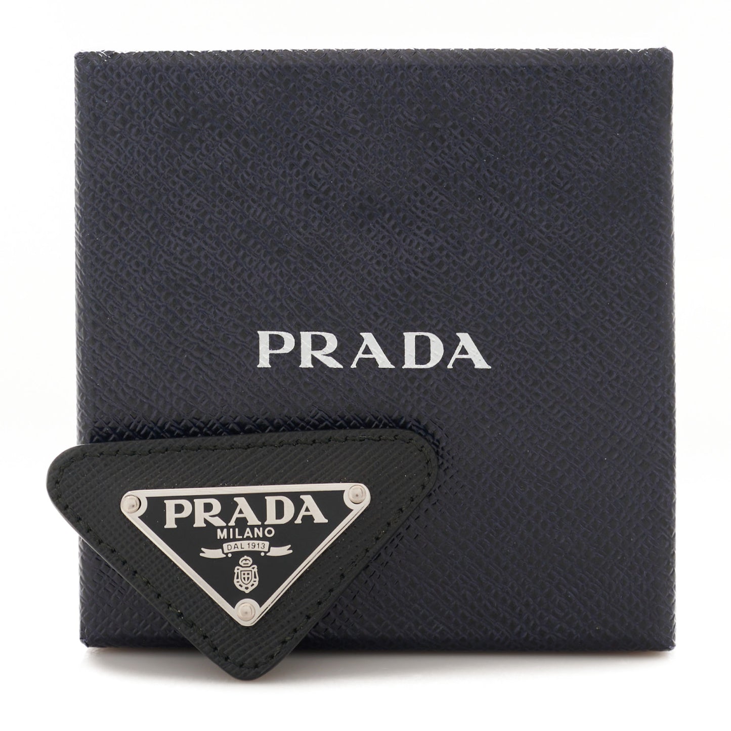Saffiano Enamel Logo Triangle Pin Black