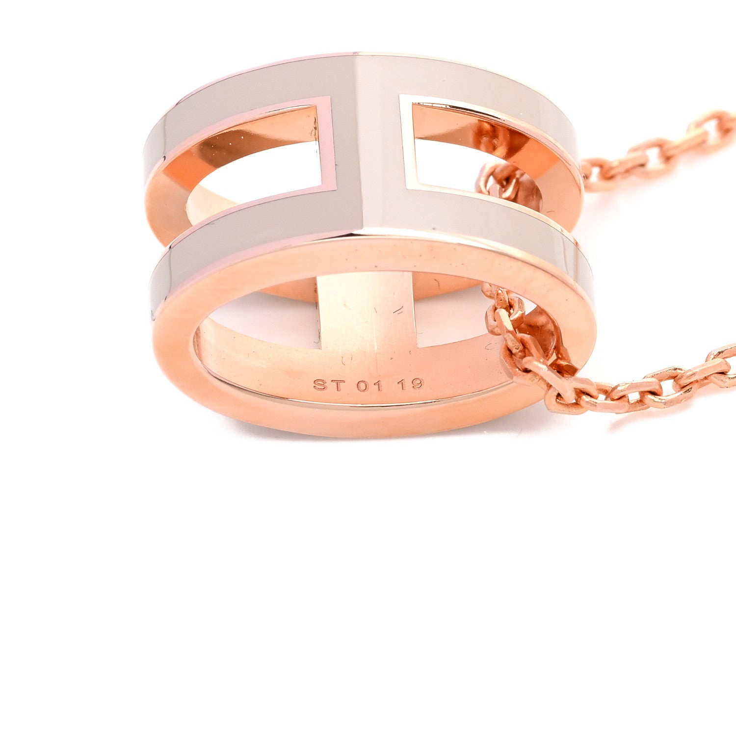 Hermes Lacquered Rose Gold Pop H Pendant Necklace Marron Glace 5 of 6