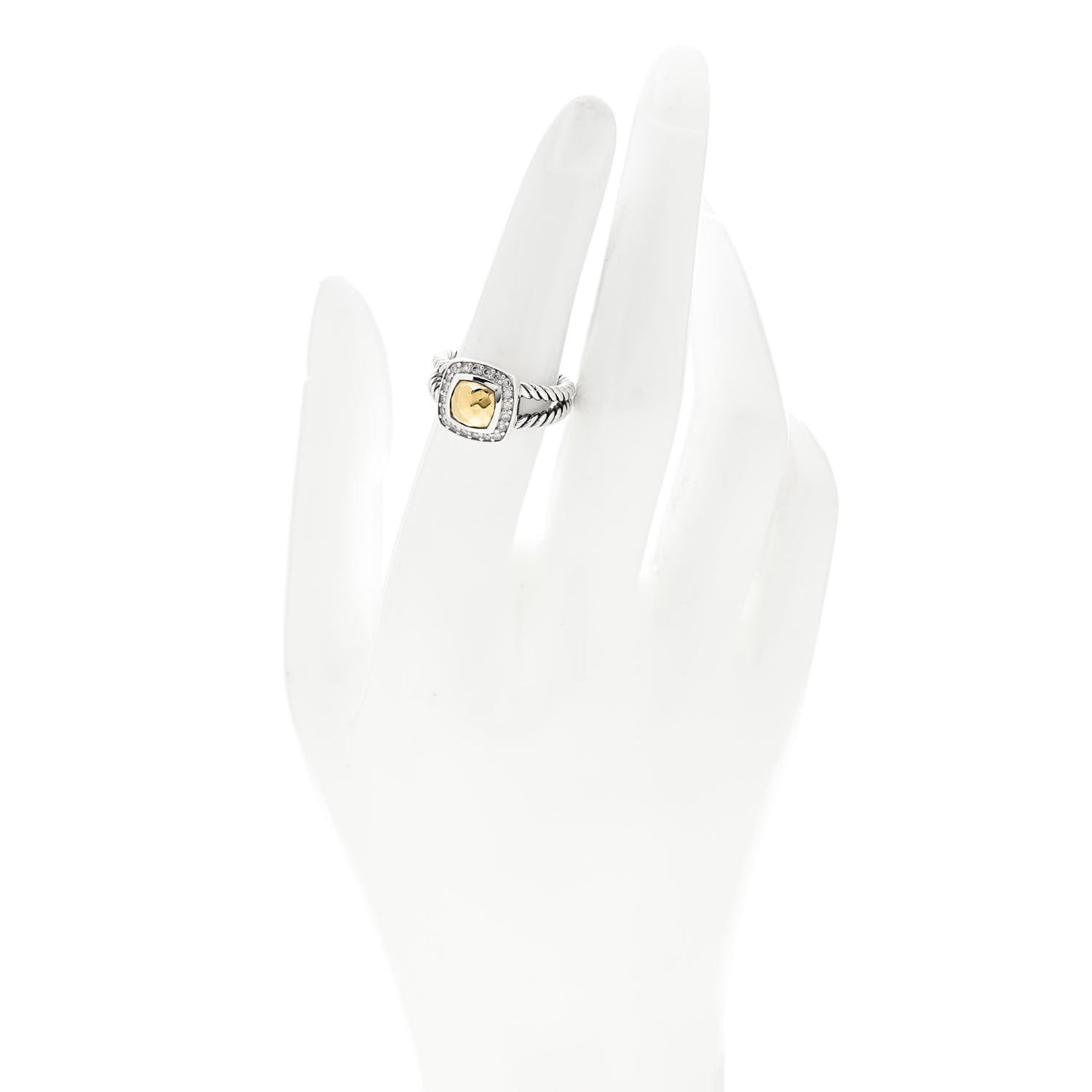 Sterling Silver 18K Yellow Gold Diamond 7mm Petite Albion Ring 51 5.75