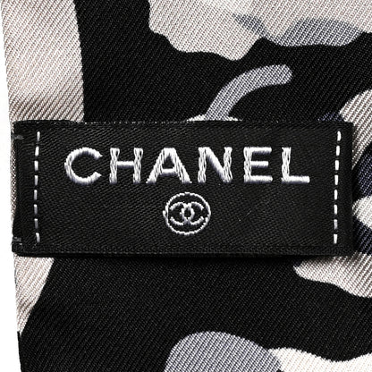Chanel Silk CC Slim Bandeau Scarf Grey Blue Black 3 of 3