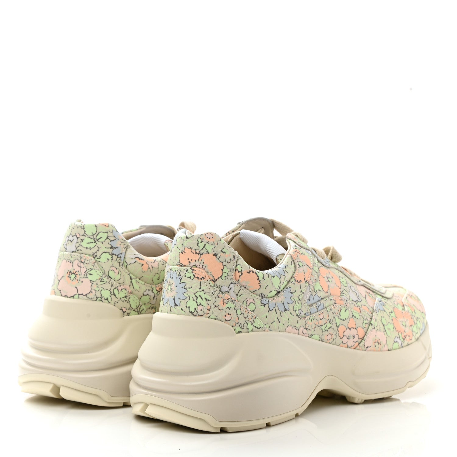 Gucci X LIBERTY OF LONDON Calfskin Infinity Tracy Womens Rhyton Sneakers 37.5 Mint Peach 4 of 9