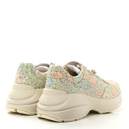 Gucci X LIBERTY OF LONDON Calfskin Infinity Tracy Womens Rhyton Sneakers 37.5 Mint Peach 4 of 9