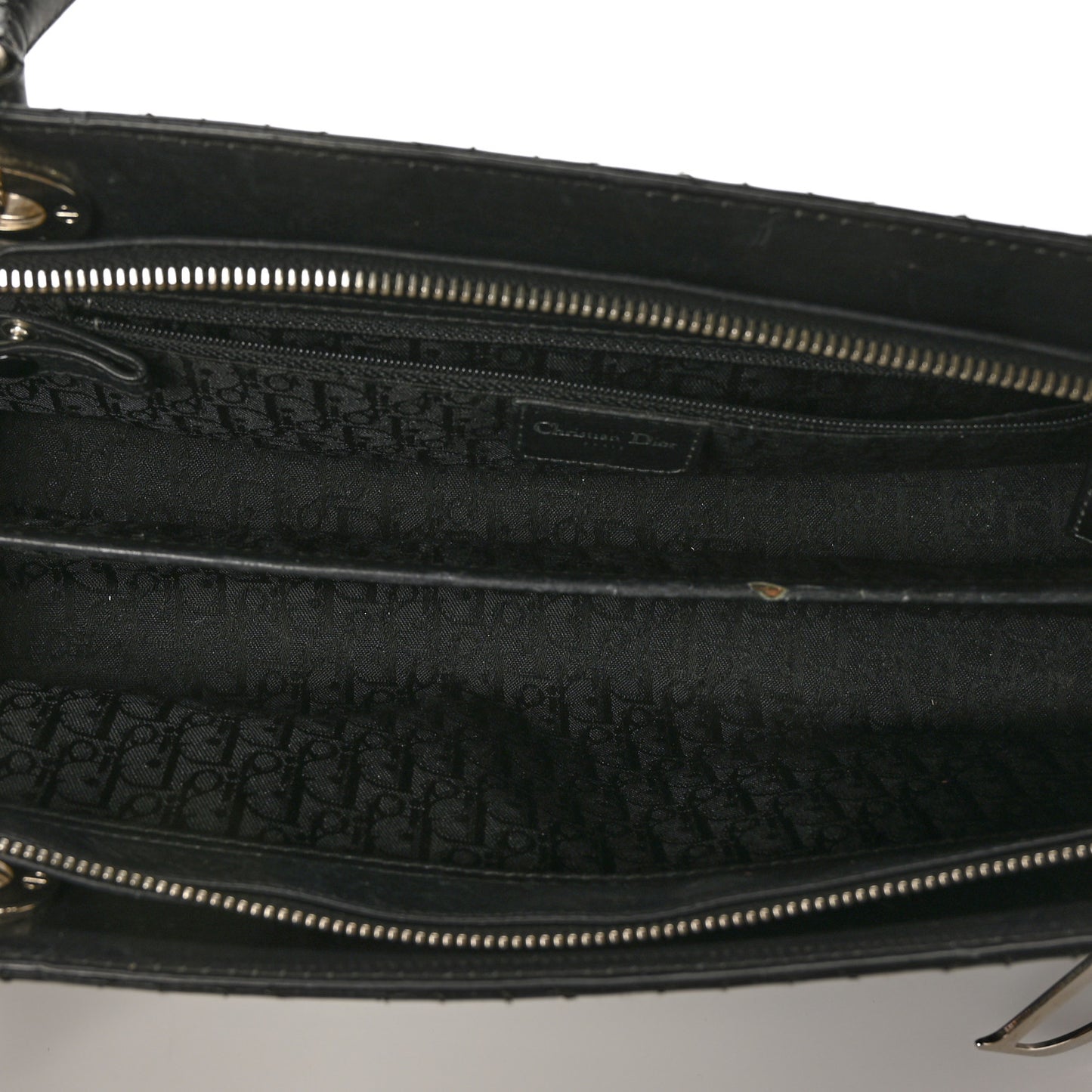 Calfskin Cannage Stitched Small Lady East West Lady Dior Black