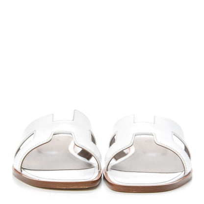Hermes Box Calfskin Oran Sandals 39 White 2 of 9