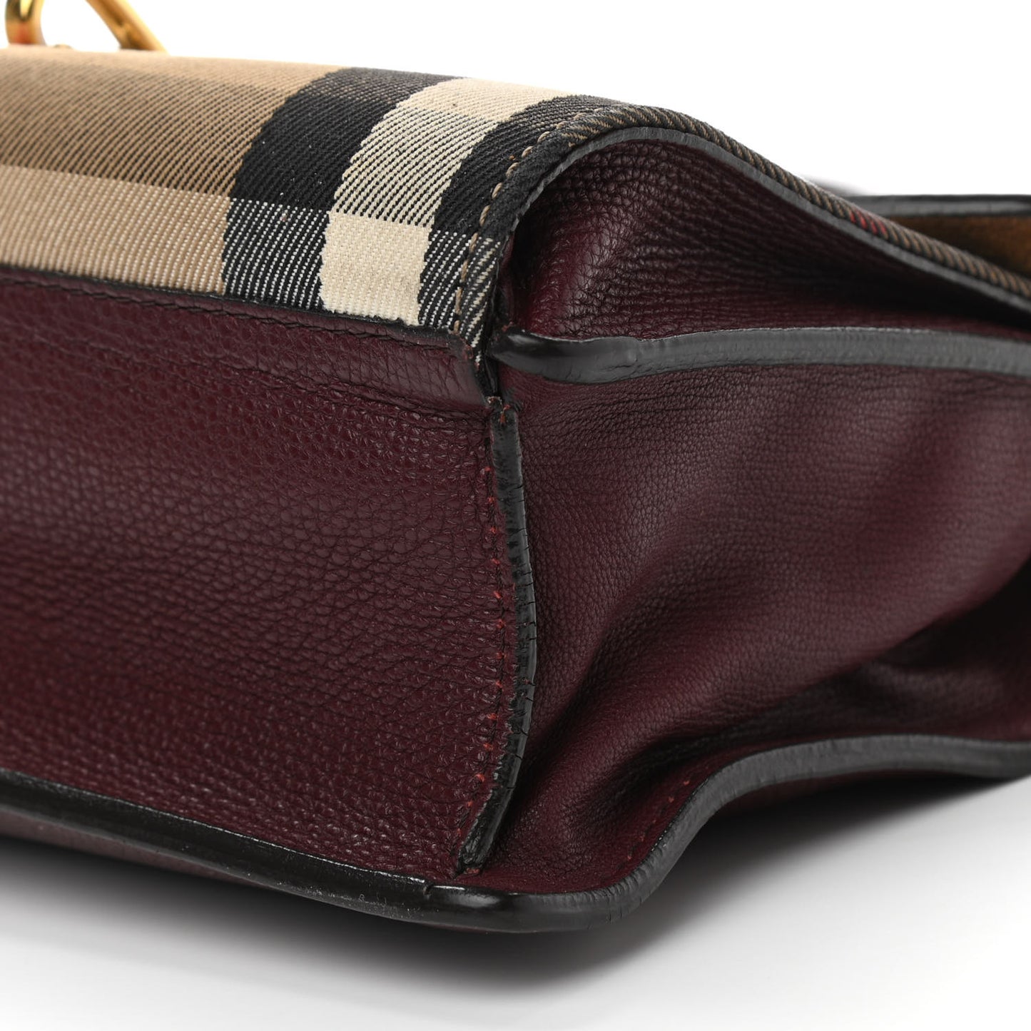 Derby Calfskin House Check Small Macken Crossbody Bag Mahogany Red