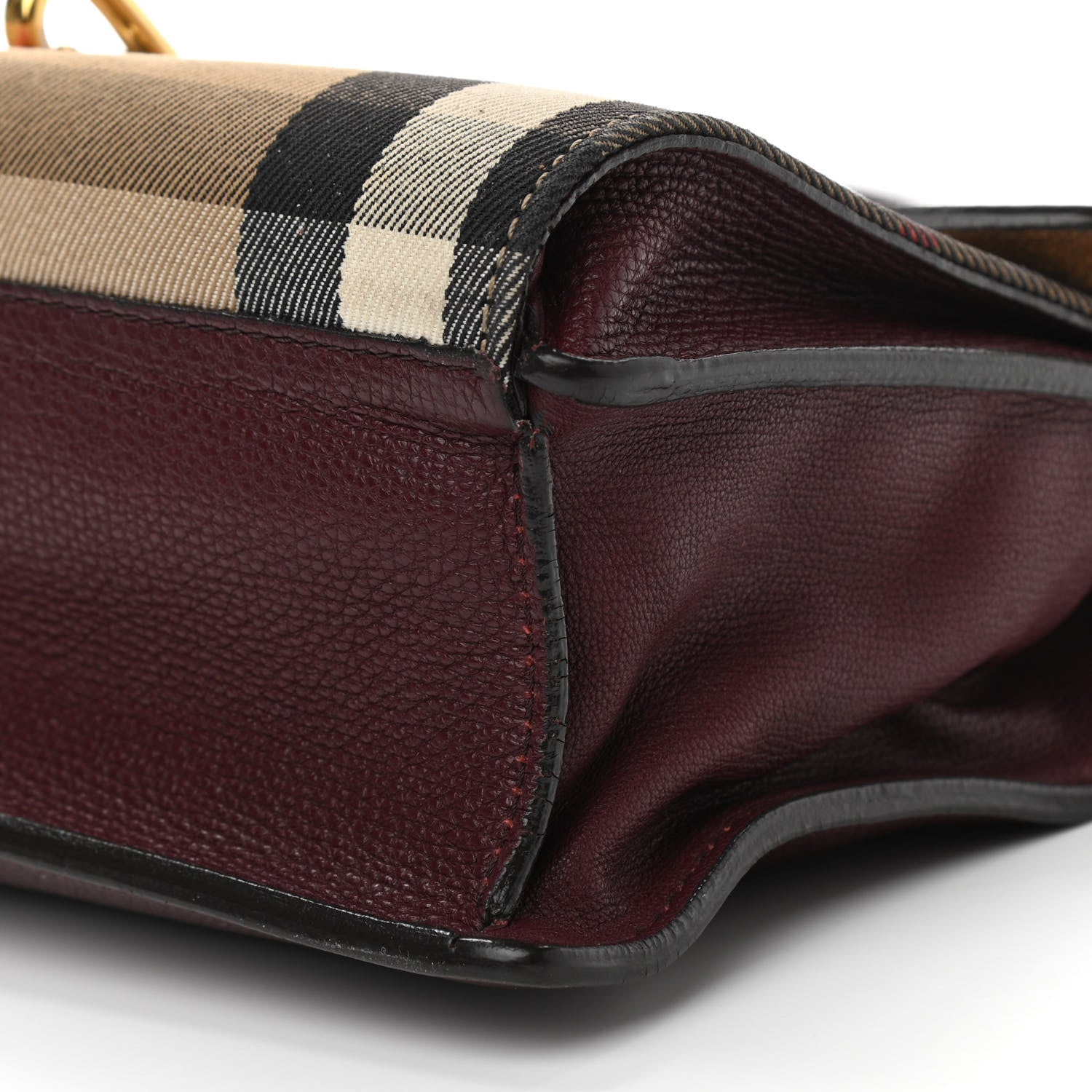 Burberry Derby Calfskin House Check Small Macken Crossbody Bag Mahogany Red 10 of 16