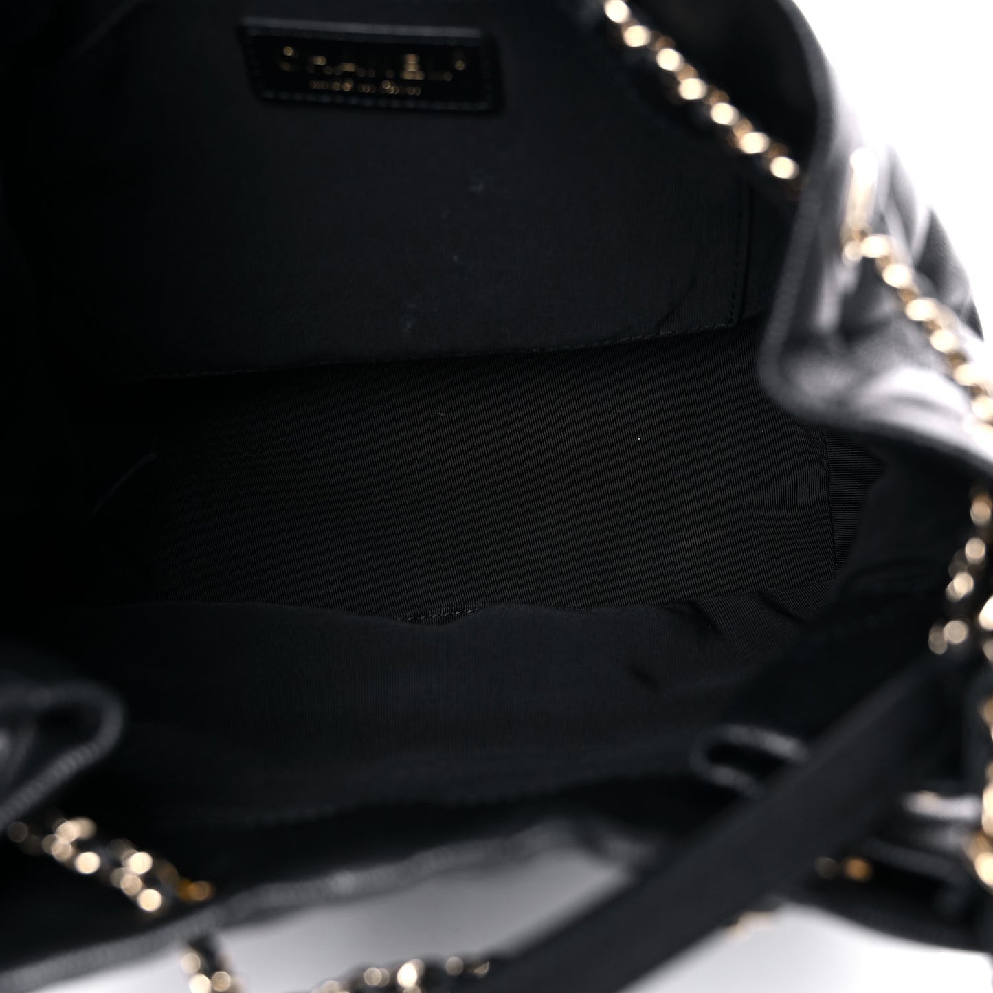 Caviar Quilted Large Rolled Up Bucket Drawstring Bag Black