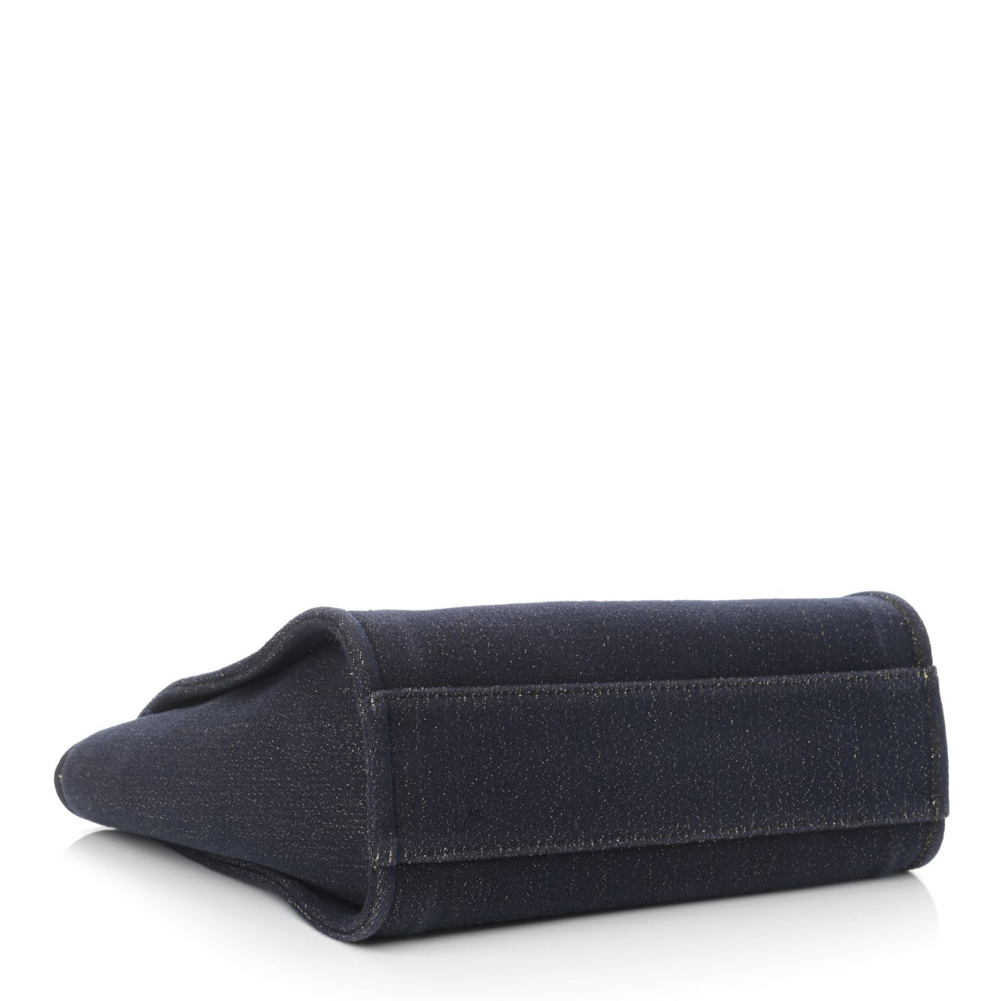 Lurex Canvas Small Deauville Tote Navy Blue Gold