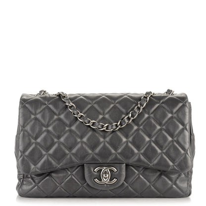 Chanel Lambskin Quilted Jumbo Single Flap Grey 1 of 8