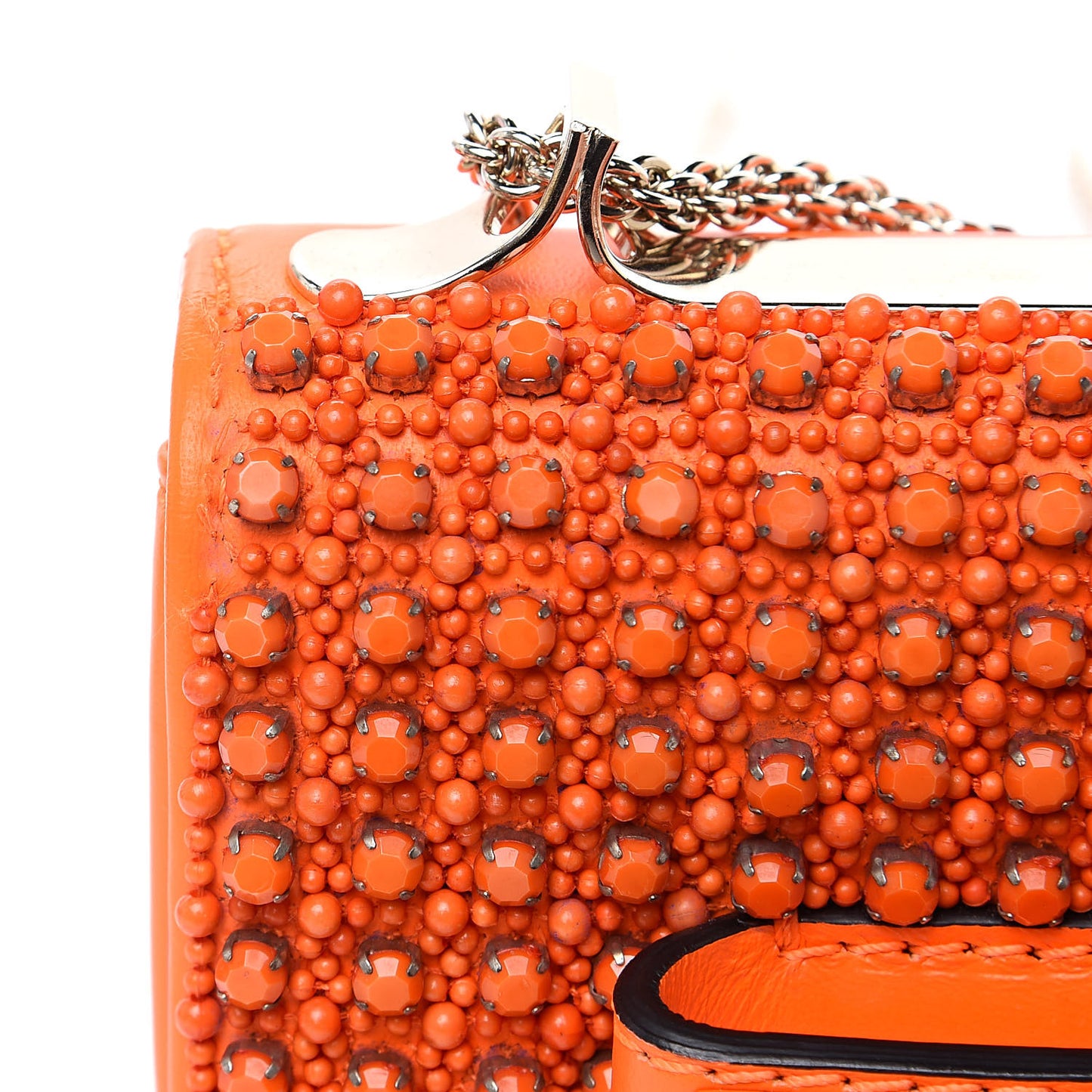 Nappa Studded Va Va Voom Shoulder Bag Orange