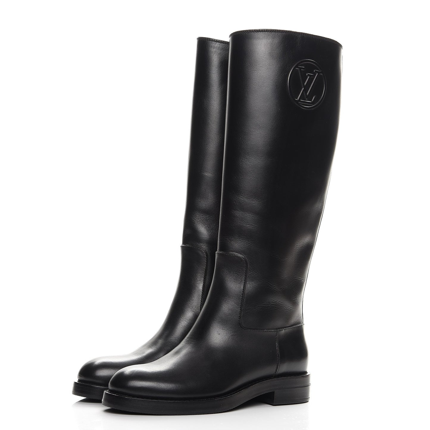 Calfskin Overdrive Flat High Boots 35 Black