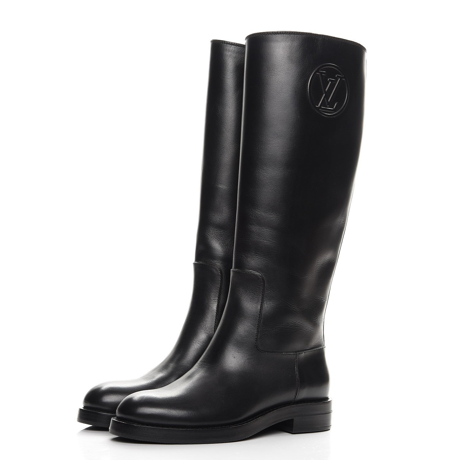 Louis Vuitton Calfskin Overdrive Flat High Boots 35 Black 3 of 6
