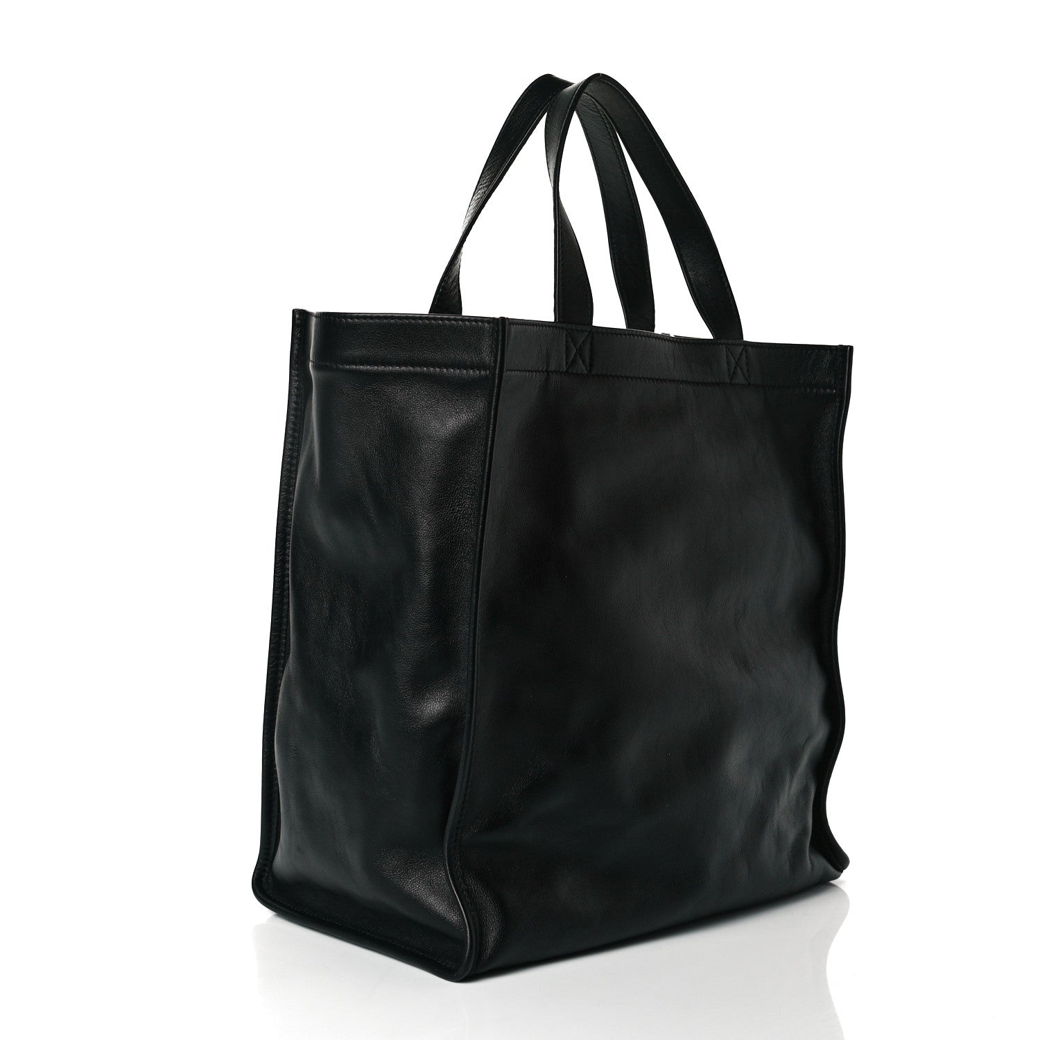 Balenciaga Calfskin Printed Logo Small Market Shopper Tote Black 2 of 7