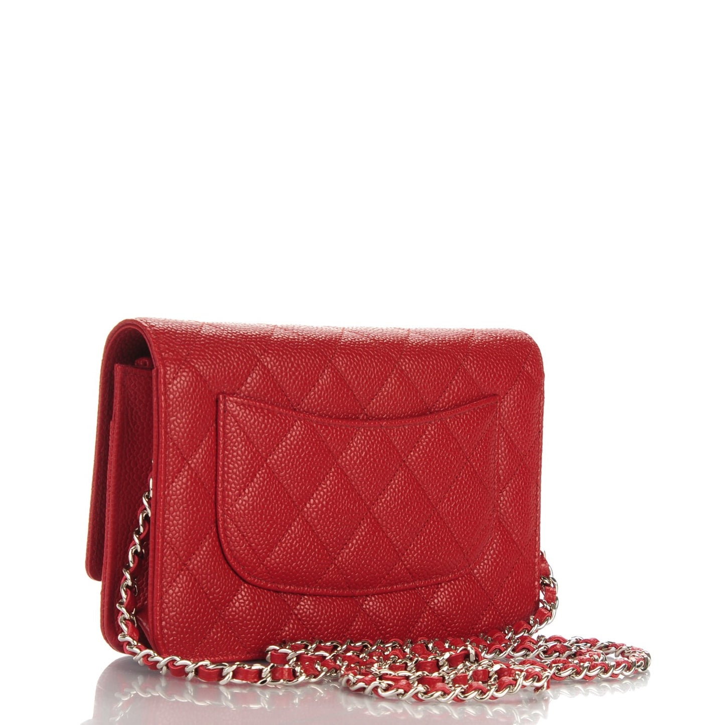Caviar Quilted Wallet On Chain WOC Dark Red