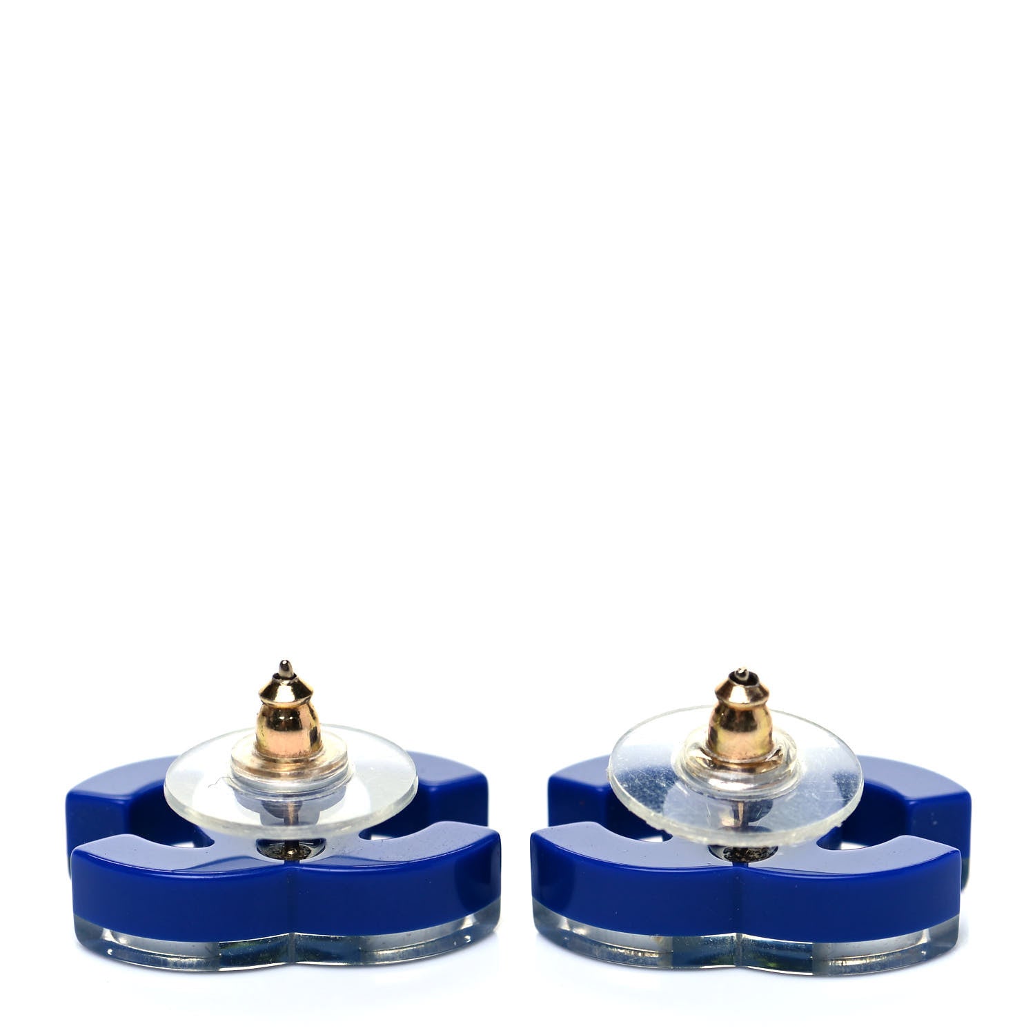 Chanel Glitter Resin CC Earrings Green Blue 3 of 4