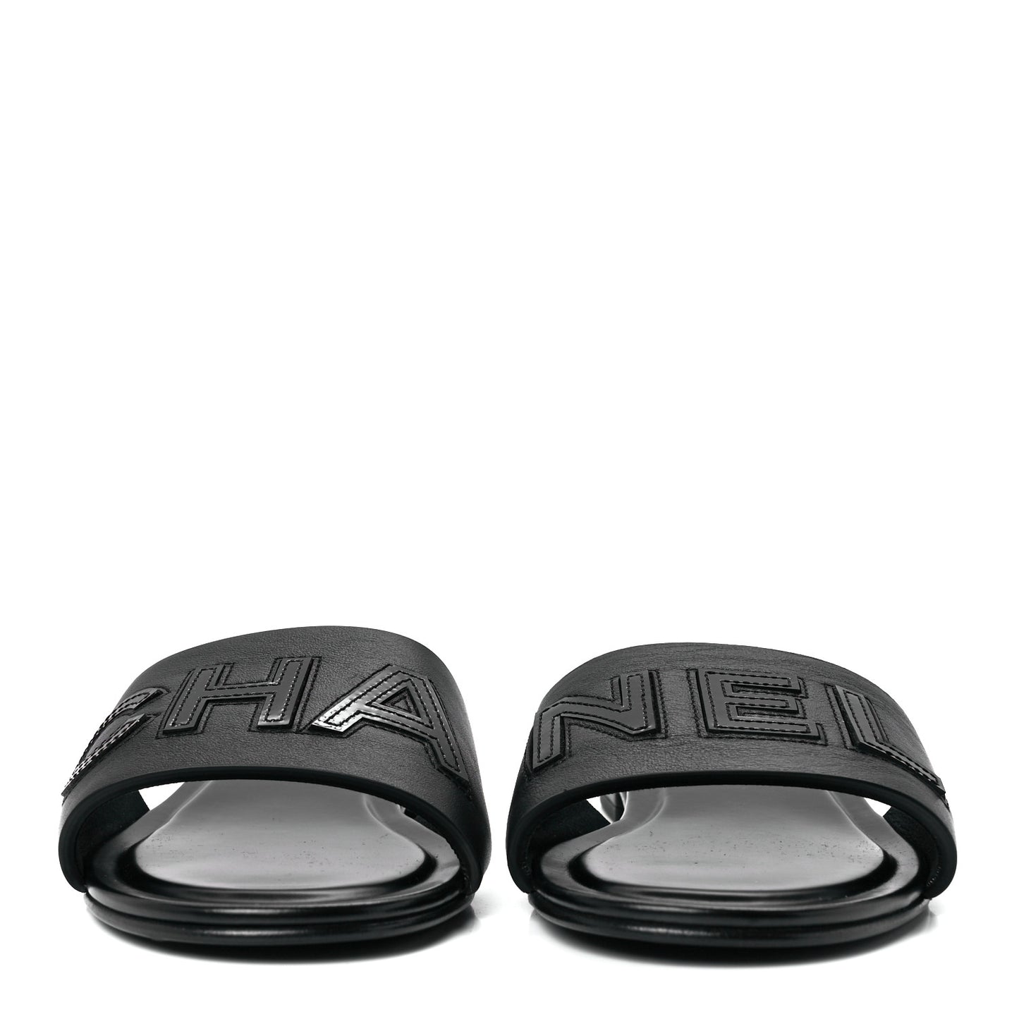 Calfskin Patent Calfskin Logo Mules 37.5 Black
