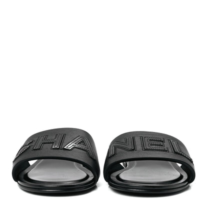 Chanel Calfskin Patent Calfskin Logo Mules 37.5 Black 2 of 8