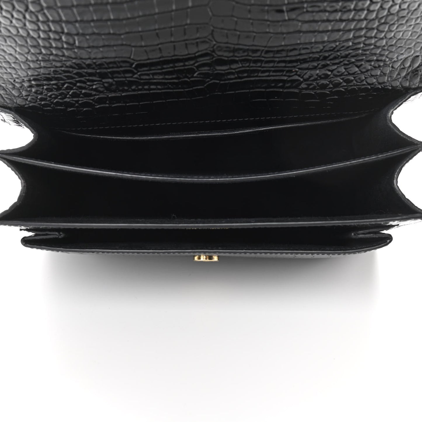 Calfskin Crocodile Embossed Medium Monogram Sunset Black