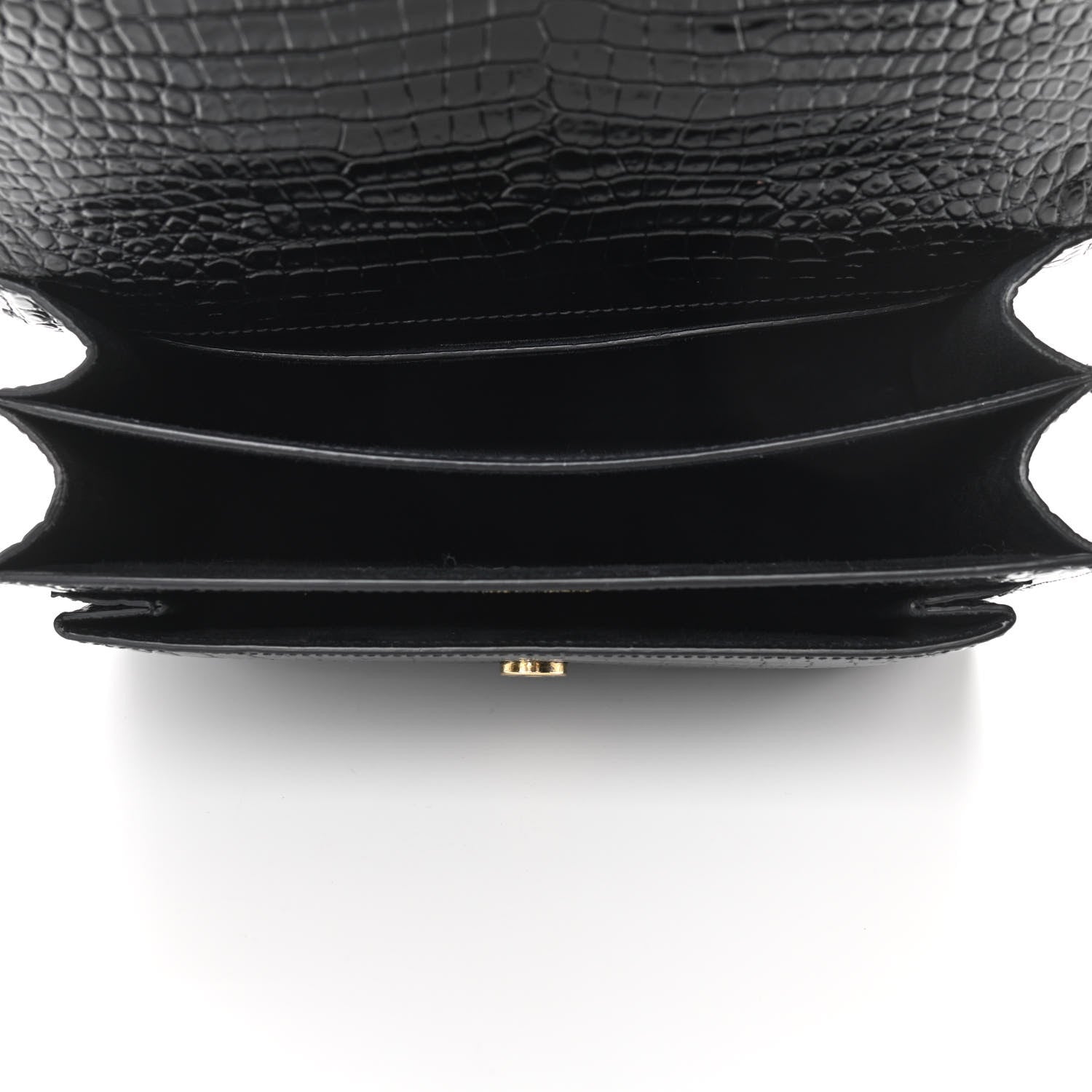 Saint Laurent Calfskin Crocodile Embossed Medium Monogram Sunset Black 5 of 9