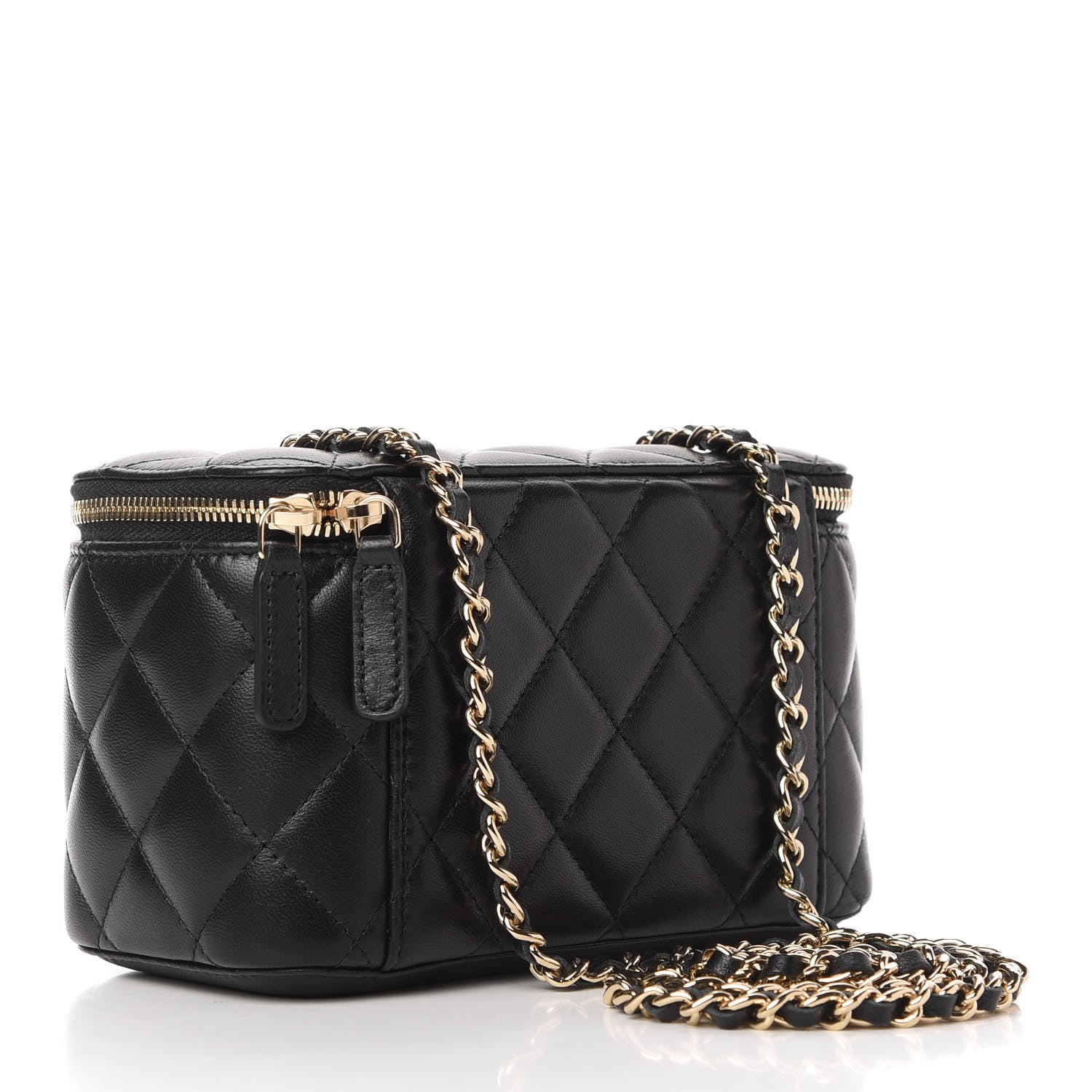 Chanel Lambskin Quilted Small Vanity Case With Chain Black 3 of 11
