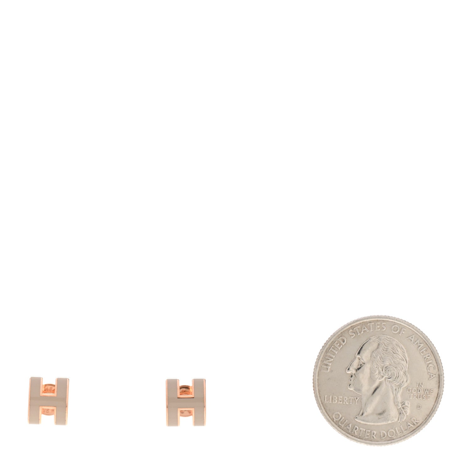 Hermes Rose Gold Lacquered Mini Pop H Earrings Marron Glace 2 of 6