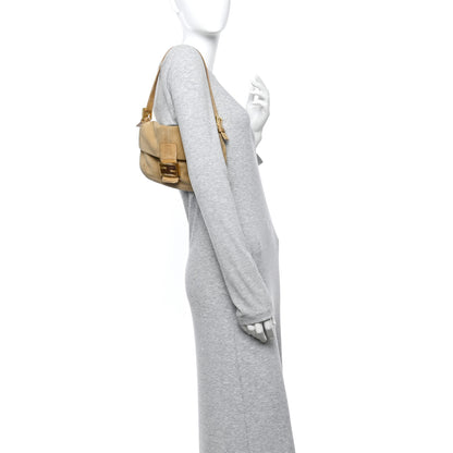 Fendi Suede Baguette Shoulder Bag Beige 2 of 11