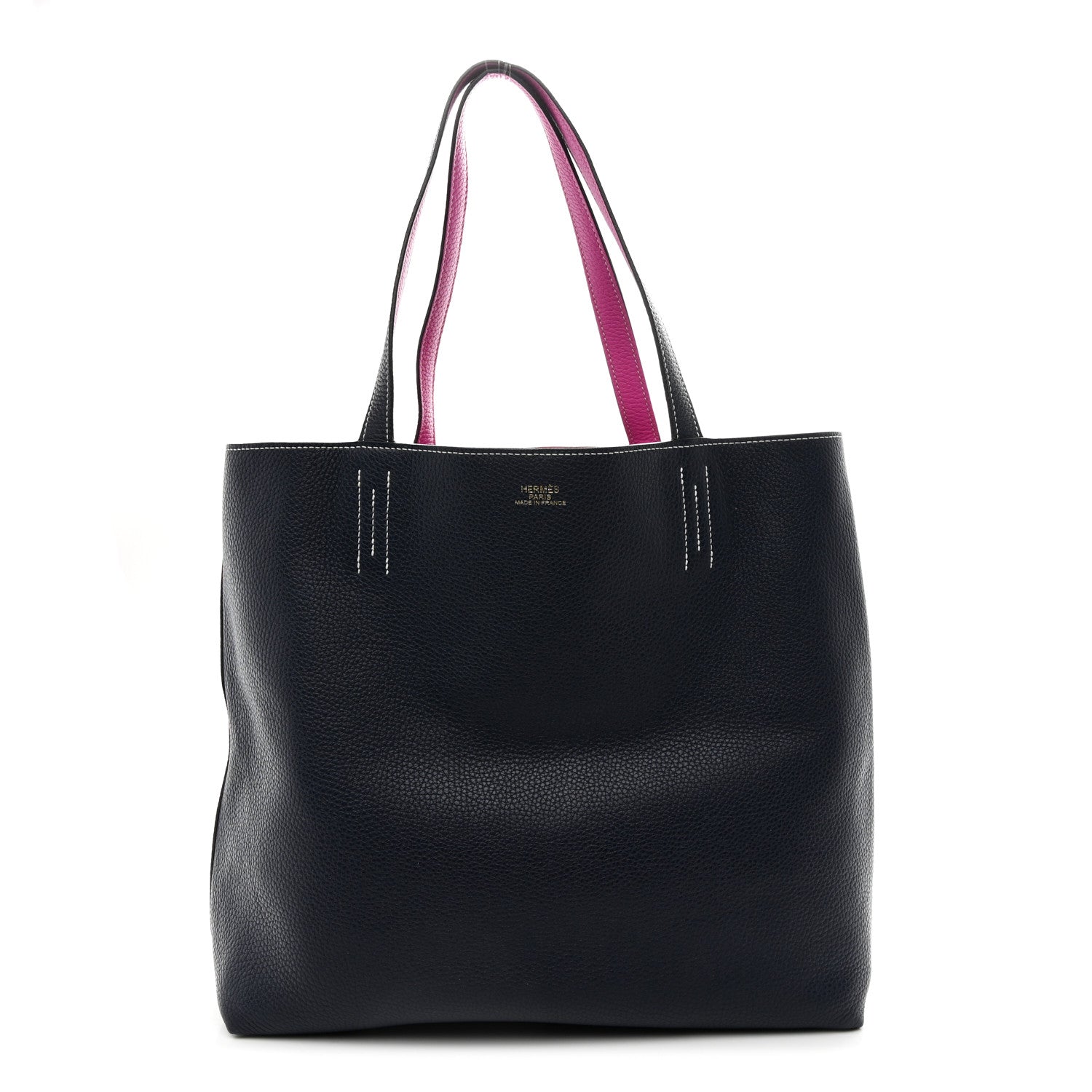 Hermes Taurillon Clemence Double Sens 36 Reversible Tote Bleu Nuit Magnolia 1 of 35