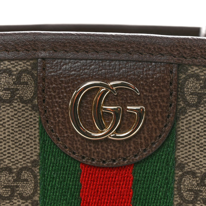 Gucci GG Supreme Monogram Textured Calfskin Web Small Ophidia Shoulder Tote Bag Beige Ebony New Acero 11 of 12