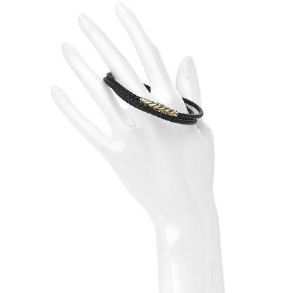 David Yurman 18K Yellow Gold Leather Chevron Triple-Wrap Bracelet Black 2 of 4
