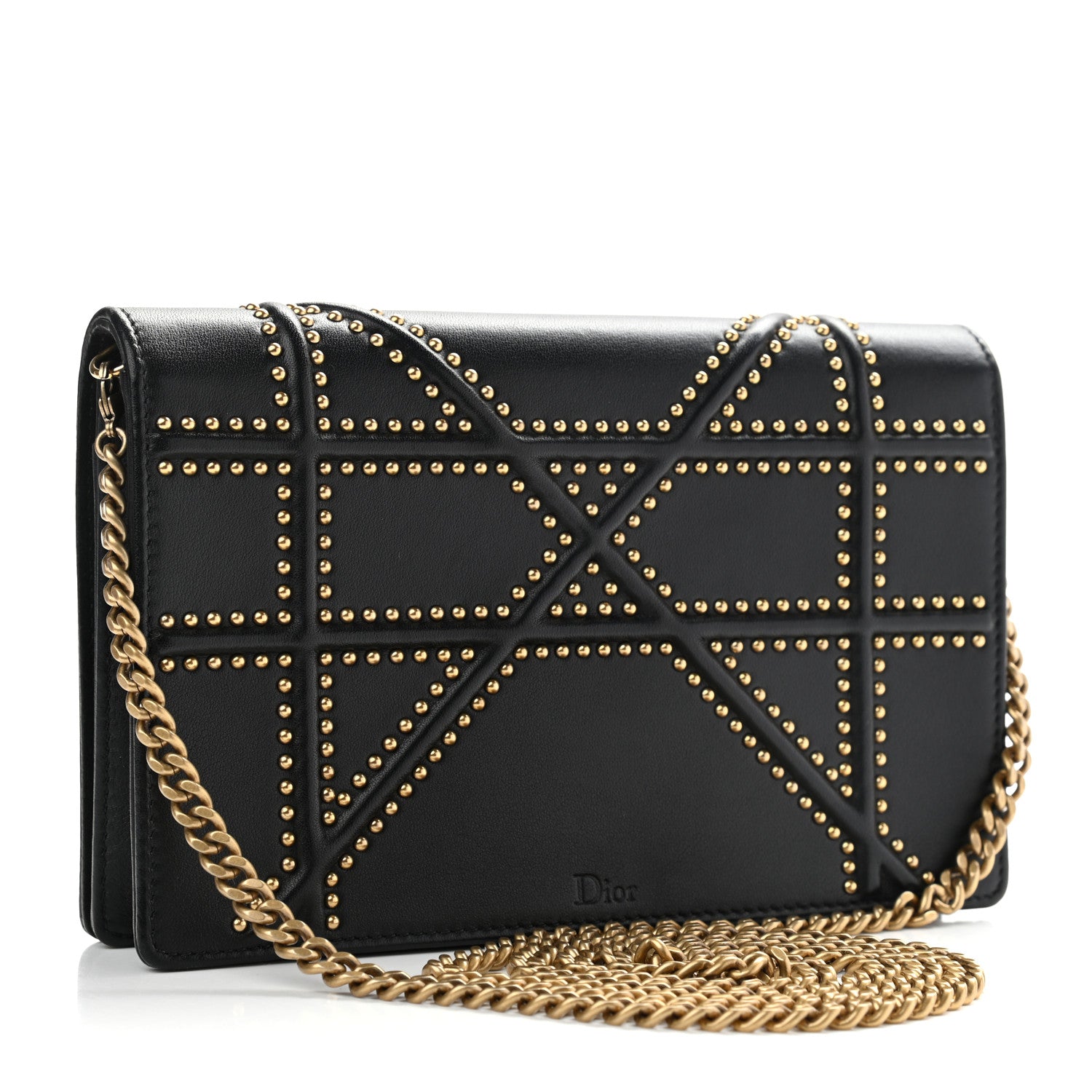 Christian Dior Lambskin Studded Micro Diorama Flap Bag Black 3 of 13